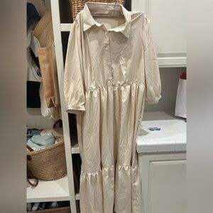 SHEIN Cream Button-Up Dress SIZE 1XL‎